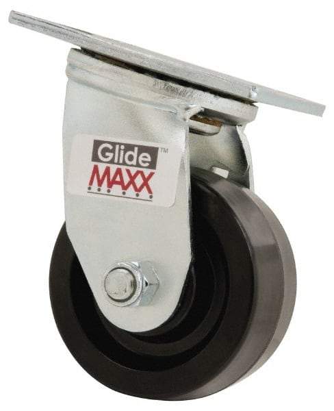 Value Collection - 4" Diam x 2" Wide x 5-5/8" OAH Top Plate Mount Swivel Caster - Phenolic, 800 Lb Capacity, Roller Bearing, 4 x 4-1/2" Plate - USA Tool & Supply