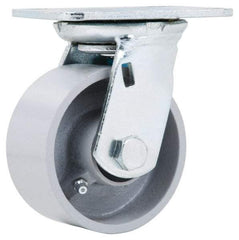 Fairbanks - 4" Diam x 2" Wide x 5-3/8" OAH Top Plate Mount Swivel Caster - Semi-Steel, 700 Lb Capacity, Roller Bearing, 4 x 4-1/2" Plate - USA Tool & Supply