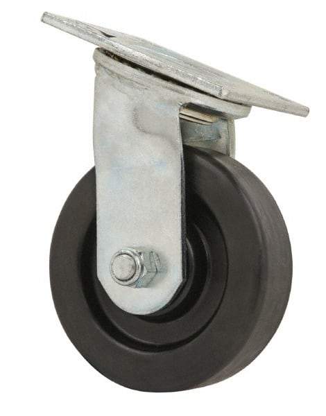 Value Collection - 5" Diam x 1-1/2" Wide x 6-1/2" OAH Top Plate Mount Swivel Caster - Phenolic, 600 Lb Capacity, Roller Bearing, 4 x 4-1/2" Plate - USA Tool & Supply