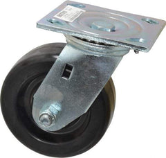 Value Collection - 5" Diam x 2" Wide x 6-1/2" OAH Top Plate Mount Swivel Caster - Phenolic, 1,000 Lb Capacity, Roller Bearing, 4 x 4-1/2" Plate - USA Tool & Supply