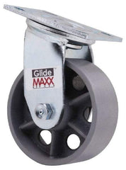 Value Collection - 5" Diam x 2" Wide x 6-1/2" OAH Top Plate Mount Swivel Caster - Semi-Steel, 1,000 Lb Capacity, Roller Bearing, 4 x 4-1/2" Plate - USA Tool & Supply
