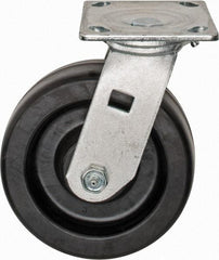 Value Collection - 6" Diam x 2" Wide x 7-1/2" OAH Top Plate Mount Swivel Caster - Phenolic, 1,200 Lb Capacity, Roller Bearing, 4 x 4-1/2" Plate - USA Tool & Supply