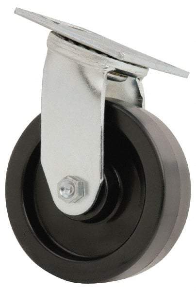 Value Collection - 6" Diam x 2" Wide x 7-1/2" OAH Top Plate Mount Swivel Caster - Polyolefin, 800 Lb Capacity, Roller Bearing, 4 x 4-1/2" Plate - USA Tool & Supply