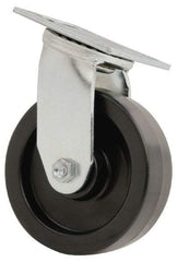 Value Collection - 6" Diam x 2" Wide x 7-1/2" OAH Top Plate Mount Swivel Caster - Polyolefin, 800 Lb Capacity, Roller Bearing, 4 x 4-1/2" Plate - USA Tool & Supply