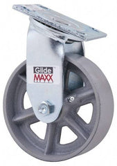 Value Collection - 6" Diam x 2" Wide x 7-1/2" OAH Top Plate Mount Swivel Caster - Semi-Steel, 1,200 Lb Capacity, Roller Bearing, 4 x 4-1/2" Plate - USA Tool & Supply