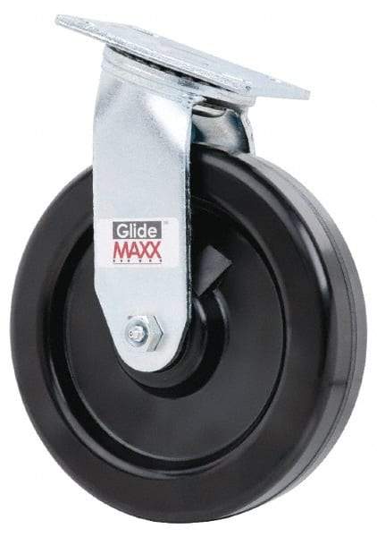 Value Collection - 8" Diam x 2" Wide x 9-1/2" OAH Top Plate Mount Swivel Caster - Polyolefin, 1,000 Lb Capacity, Roller Bearing, 4 x 4-1/2" Plate - USA Tool & Supply