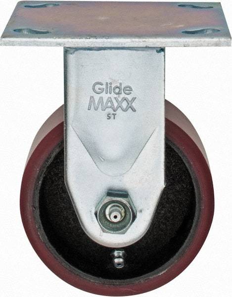 Value Collection - 4" Diam x 2" Wide x 5-5/8" OAH Top Plate Mount Rigid Caster - Polyurethane, 700 Lb Capacity, Roller Bearing, 4 x 4-1/2" Plate - USA Tool & Supply