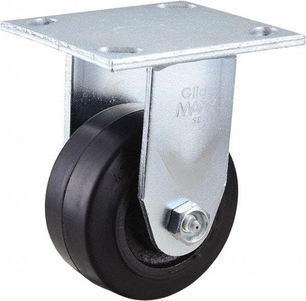Value Collection - 4" Diam x 2" Wide x 5-5/8" OAH Top Plate Mount Rigid Caster - Rubber, 300 Lb Capacity, Roller Bearing, 4 x 4-1/2" Plate - USA Tool & Supply