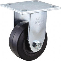 Value Collection - 4" Diam x 2" Wide x 5-5/8" OAH Top Plate Mount Rigid Caster - Rubber, 300 Lb Capacity, Roller Bearing, 4 x 4-1/2" Plate - USA Tool & Supply