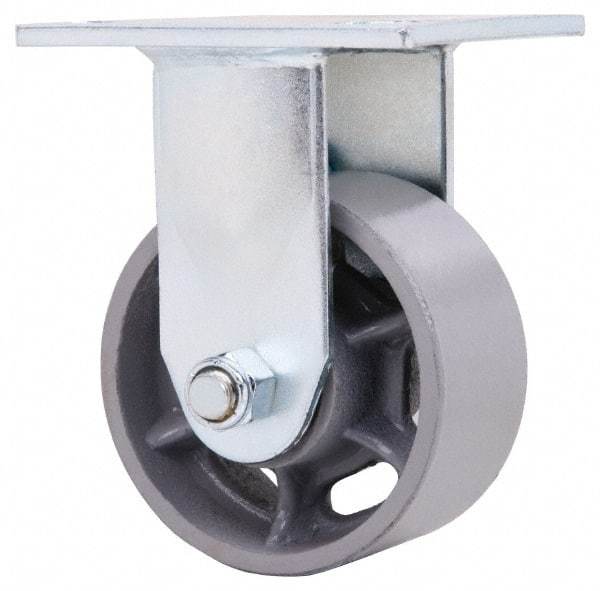 Value Collection - 4" Diam x 2" Wide x 5-5/8" OAH Top Plate Mount Rigid Caster - Semi-Steel, 700 Lb Capacity, Roller Bearing, 4 x 4-1/2" Plate - USA Tool & Supply