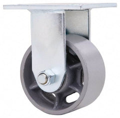 Value Collection - 4" Diam x 2" Wide x 5-5/8" OAH Top Plate Mount Rigid Caster - Semi-Steel, 700 Lb Capacity, Roller Bearing, 4 x 4-1/2" Plate - USA Tool & Supply