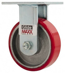 Value Collection - 5" Diam x 1-1/2" Wide x 6-1/2" OAH Top Plate Mount Rigid Caster - Polyurethane, 800 Lb Capacity, Roller Bearing, 4 x 4-1/2" Plate - USA Tool & Supply