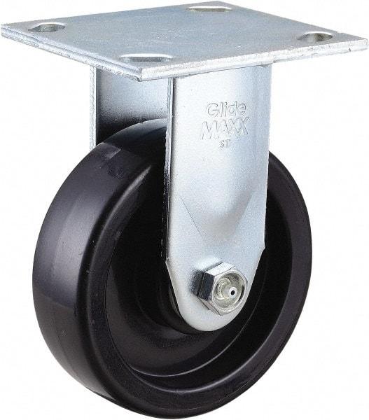 Value Collection - 5" Diam x 1-1/2" Wide x 6-1/2" OAH Top Plate Mount Rigid Caster - Polyolefin, 550 Lb Capacity, Delrin Bearing, 4 x 4-1/2" Plate - USA Tool & Supply