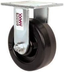Value Collection - 5" Diam x 2" Wide x 6-1/2" OAH Top Plate Mount Rigid Caster - Phenolic, 1,000 Lb Capacity, Roller Bearing, 4 x 4-1/2" Plate - USA Tool & Supply