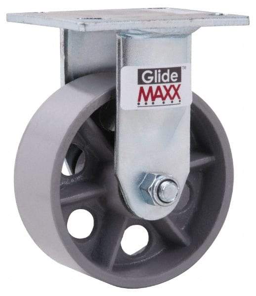 Value Collection - 5" Diam x 2" Wide x 6-1/2" OAH Top Plate Mount Rigid Caster - Semi-Steel, 1,000 Lb Capacity, Roller Bearing, 4 x 4-1/2" Plate - USA Tool & Supply