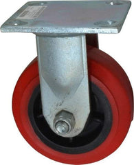 Value Collection - 5" Diam x 2" Wide x 6-1/2" OAH Top Plate Mount Rigid Caster - Polyurethane, 600 Lb Capacity, Roller Bearing, 4 x 4-1/2" Plate - USA Tool & Supply