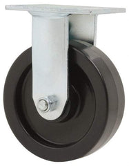 Value Collection - 6" Diam x 2" Wide x 7-1/2" OAH Top Plate Mount Rigid Caster - Polyolefin, 800 Lb Capacity, Roller Bearing, 4 x 4-1/2" Plate - USA Tool & Supply