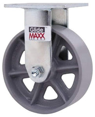 Value Collection - 6" Diam x 2" Wide x 7-1/2" OAH Top Plate Mount Rigid Caster - Semi-Steel, 1,200 Lb Capacity, Roller Bearing, 4 x 4-1/2" Plate - USA Tool & Supply