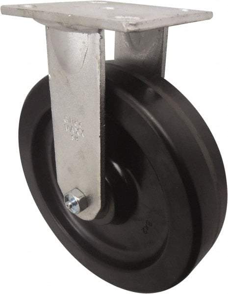 Value Collection - 8" Diam x 2" Wide x 9-1/2" OAH Top Plate Mount Rigid Caster - Phenolic, 900 Lb Capacity, Roller Bearing, 4 x 4-1/2" Plate - USA Tool & Supply