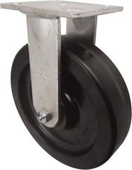 Value Collection - 8" Diam x 2" Wide x 9-1/2" OAH Top Plate Mount Rigid Caster - Phenolic, 900 Lb Capacity, Roller Bearing, 4 x 4-1/2" Plate - USA Tool & Supply
