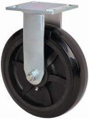 Value Collection - 8" Diam x 2" Wide x 9-1/2" OAH Top Plate Mount Rigid Caster - Polyolefin, 1,000 Lb Capacity, Roller Bearing, 4 x 4-1/2" Plate - USA Tool & Supply