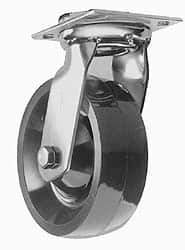 Albion - 5" Diam x 2" Wide x 6-1/2" OAH Top Plate Mount Rigid Caster - Phenolic, 500 Lb Capacity, Sealed Roller Bearing, 4 x 4-1/2" Plate - USA Tool & Supply