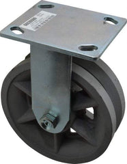 Value Collection - 6" Diam x 2" Wide, Metal With Groove Rigid Caster - 1,000 Lb Capacity, Top Plate Mount, 4" x 4-1/2" Plate, Roller Bearing - USA Tool & Supply