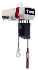 Coffing - 1 Ton Capacity, 12 FPM Lift Speed, Electric Chain Hoist - 15' Max Lift, 16-3/4" Min Headroom, 1 Chain - USA Tool & Supply
