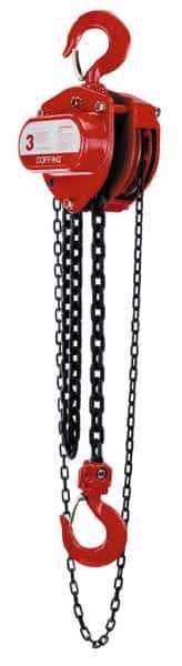 Coffing - 6,000 Lb Lifting Capacity, 20' Lift Height, Hand Hoist - Made from Chain, 95' Overhaul to Lift 1', 84 Lb Avg Pull to Lift Rated Load - USA Tool & Supply