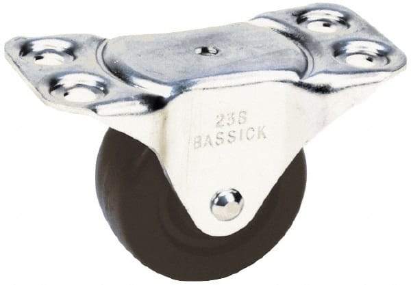 Albion - 2-1/2" Diam x 1-1/8" Wide x 2-7/8" OAH Top Plate Mount Rigid Caster - Hard Rubber, 175 Lb Capacity, Self-Lubricating Bearing, 2-1/4 x 4-1/2" Plate - USA Tool & Supply
