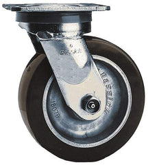 Albion - 8" Diam x 2" Wide x 9-1/2" OAH Top Plate Mount Swivel Caster - Phenolic, 1,100 Lb Capacity, Roller Bearing, 4 x 4-1/2" Plate - USA Tool & Supply
