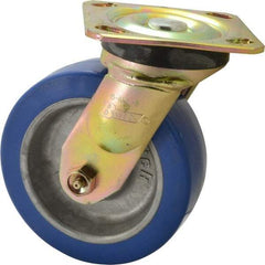Albion - 6" Diam x 2" Wide x 7-1/2" OAH Top Plate Mount Swivel Caster - Polyurethane, 1,100 Lb Capacity, Roller Bearing, 4 x 4-1/2" Plate - USA Tool & Supply