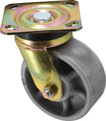 Albion - 5" Diam x 2" Wide x 6-1/2" OAH Top Plate Mount Swivel Caster - Semi-Steel, 1,100 Lb Capacity, Roller Bearing, 4 x 4-1/2" Plate - USA Tool & Supply