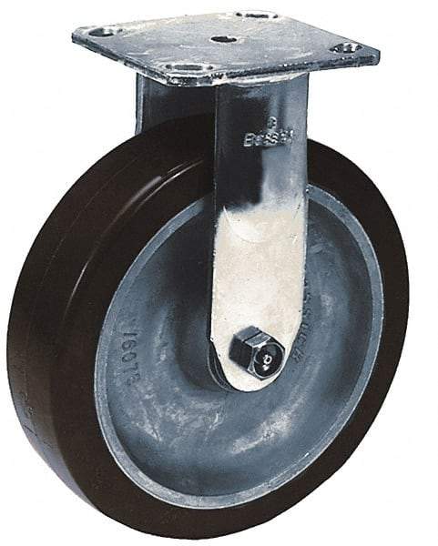 Albion - 8" Diam x 2" Wide x 9-1/2" OAH Top Plate Mount Rigid Caster - Polyurethane, 900 Lb Capacity, Roller Bearing, 4 x 4-1/2" Plate - USA Tool & Supply