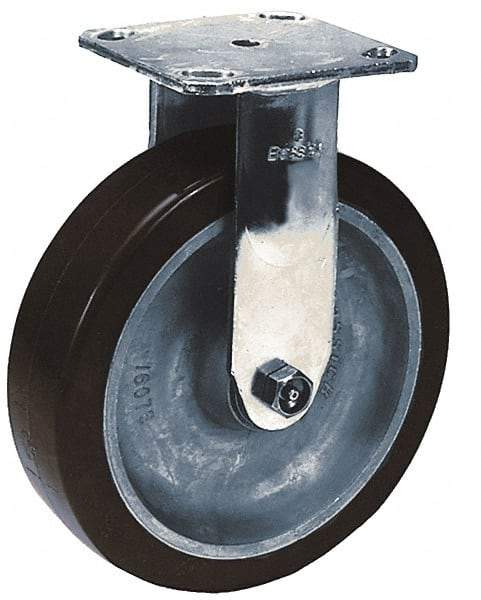 Albion - 4" Diam x 2" Wide x 5-5/8" OAH Top Plate Mount Rigid Caster - Rubber, 300 Lb Capacity, Roller Bearing, 4 x 4-1/2" Plate - USA Tool & Supply