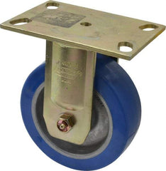 Albion - 6" Diam x 2" Wide x 7-1/2" OAH Top Plate Mount Rigid Caster - Polyurethane, 1,750 Lb Capacity, Sealed Roller Bearing, 4-1/2 x 6-5/16" Plate - USA Tool & Supply