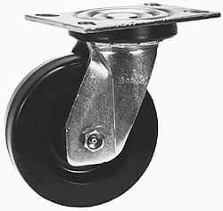 Albion - 8" Diam x 2" Wide x 9-1/2" OAH Top Plate Mount Rigid Caster - Phenolic, 1,650 Lb Capacity, Sealed Roller Bearing, 4-1/2 x 6-5/16" Plate - USA Tool & Supply