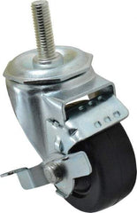 Albion - 3" Diam x 1-1/4" Wide x 4-1/4" OAH Stem Mount Swivel Caster with Brake - Soft Rubber, 150 Lb Capacity, Nylon Bearing, 1/2-13 x 1-1/2" Threaded Stem - USA Tool & Supply