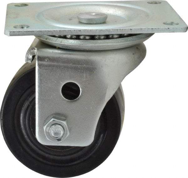 Albion - 3" Diam x 1-13/16" Wide x 3-31/32" OAH Top Plate Mount Swivel Caster - Phenolic, 700 Lb Capacity, Roller Bearing, 3-1/8 x 4-1/8" Plate - USA Tool & Supply