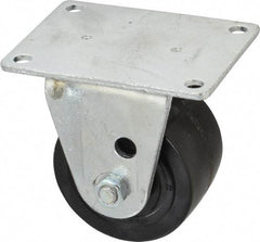 Albion - 3" Diam x 1-13/16" Wide x 3-31/32" OAH Top Plate Mount Rigid Caster - Phenolic, 700 Lb Capacity, Roller Bearing, 3-1/8 x 4-1/8" Plate - USA Tool & Supply