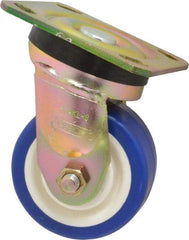 Albion - 4" Diam x 2" Wide x 5-5/8" OAH Top Plate Mount Swivel Caster - Polyurethane, 600 Lb Capacity, Roller Bearing, 4 x 4-1/2" Plate - USA Tool & Supply