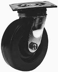 Albion - 6" Diam x 2" Wide x 7-1/2" OAH Top Plate Mount Rigid Caster - Phenolic, 900 Lb Capacity, Roller Bearing, 5 x 5-1/2" Plate - USA Tool & Supply