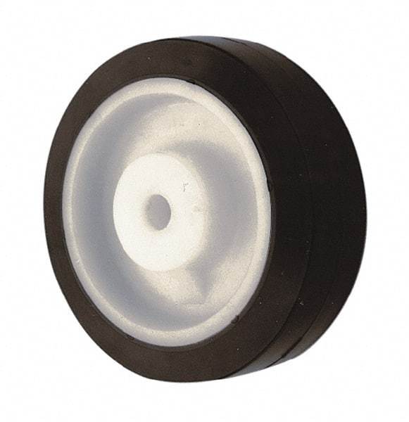 Albion - 6 Inch Diameter x 2 Inch Wide, Rubber Caster Wheel - 400 Lb. Capacity, 2-3/8 Inch Hub Length, 1/2 Inch Axle Diameter, Roller Bearing - USA Tool & Supply
