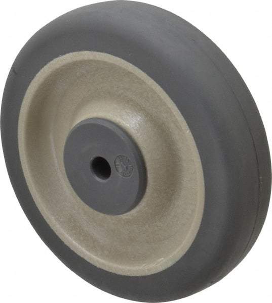 Albion - 5 Inch Diameter x 1-1/4 Inch Wide, Rubber Caster Wheel - 250 Lb. Capacity, 1-9/16 Inch Hub Length, 3/8 Inch Axle Diameter, Ball Bearing - USA Tool & Supply