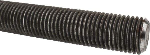 Made in USA - 1-1/4-7 UNC (Coarse), 6' Long, Low Carbon Steel Threaded Rod - Oil Finish Finish, Right Hand Thread - USA Tool & Supply