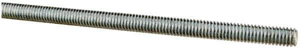 Made in USA - 5/16-18 UNC (Coarse), 6' Long, Low Carbon Steel Threaded Rod - Zinc-Plated Finish, Right Hand Thread - USA Tool & Supply