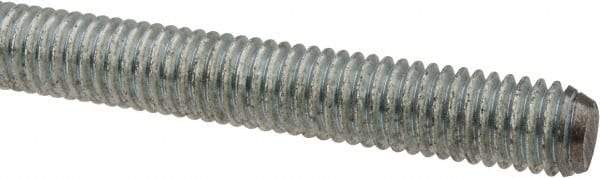 Made in USA - 7/16-14 UNC (Coarse), 6' Long, Low Carbon Steel Threaded Rod - Zinc-Plated Finish, Right Hand Thread - USA Tool & Supply