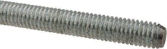 Made in USA - 7/16-14 UNC (Coarse), 6' Long, Low Carbon Steel Threaded Rod - Zinc-Plated Finish, Right Hand Thread - USA Tool & Supply