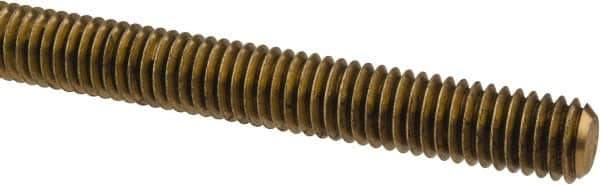 Made in USA - 3/8-16 UNC (Coarse), 6' Long, Brass Threaded Rod - Right Hand Thread - USA Tool & Supply