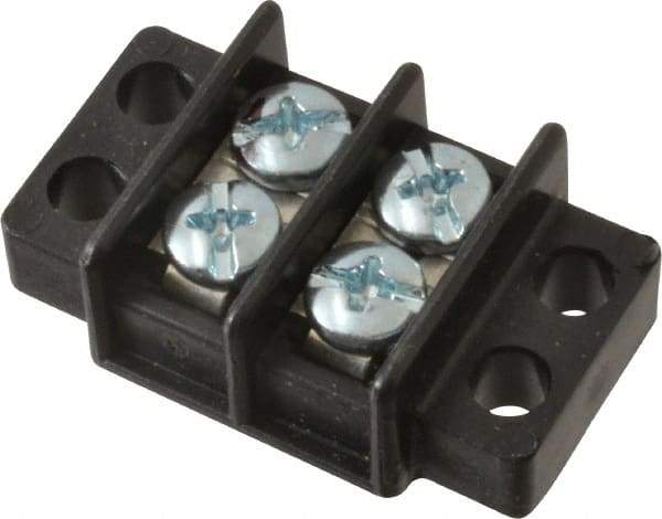 Ideal - 2 Poles, 300 Volt, 30 Amp, -40 to 266°F, Polyester Thermoplastic, Polyester Thermoplastic Multipole Terminal Block - Zinc Plated Steel, 22 to 14 AWG Compatibility, 0.41 Inch High - USA Tool & Supply